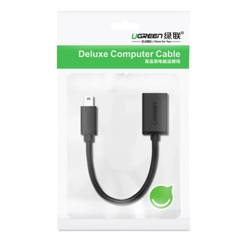 Адаптер Ugreen US249 mini USB-B на USB-A OTG 10 см 480 Мбіт/с, чорний