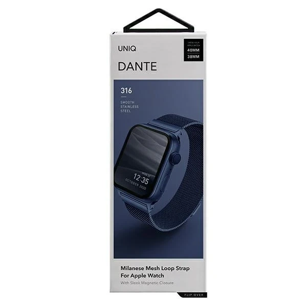 Hodinky Pasek UNIQ Dante Apple Watch Series 4/5/6/7/8/SE/SE2 38/40/41 mm nehrdzavejúca oceľ niebieski/morská modrá