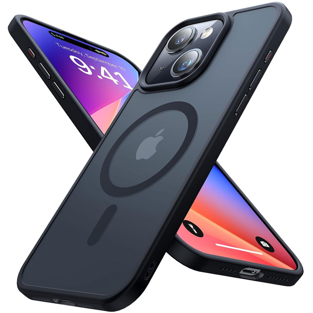 Puzdro na iPhone 15 Plus MagSafe Matt Case Cover Matte Alogy Ring obrnené puzdro na telefón čierne sklo