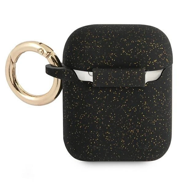 Guess Schutzhülle für AirPods cover schwarz/schwarz Silikon Glitter