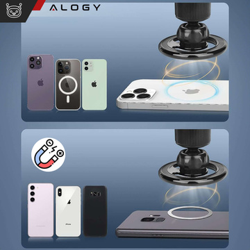 Magnetický držiak na telefón do auta, auto, okno, kokpit, palubná doska, telefón, Mag Safe Alogy, čierny