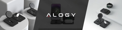 Бездротовий зарядний пристрій Alogy MagCharge Foldable Pro 3-в-1 для MagSafe, Apple iPhone, Watch, AirPods, чорний