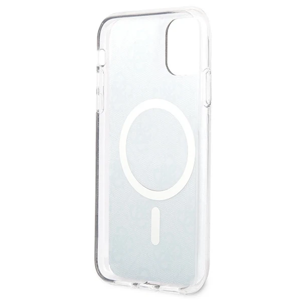 Zestaw Guess GUBPN61H4EACSK Case Charger iPhone 11 6,1" čierny/čierny pevný obal 4G Print MagSafe