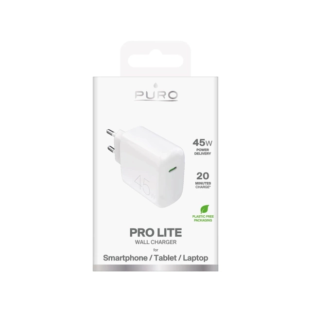 Puro PROLITE 45W USB-C nástěnná nabíječka bílá rychlonabíjecí PD