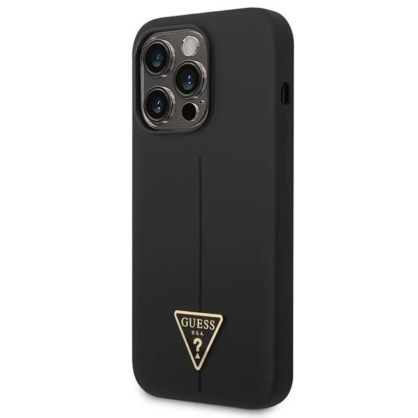 Etui Guess GUHCP14LSLTGK do Apple iPhone 14 Pro 6,1" čierny/čierny pevný obal silikónový trojuholník