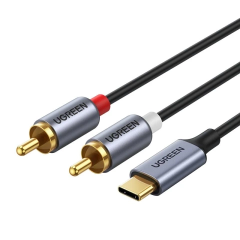 Kábel UGREEN audio audio kábel USB typu C (samec) - 2RCA (samec) 1,5 m sivý (20193 CM451)