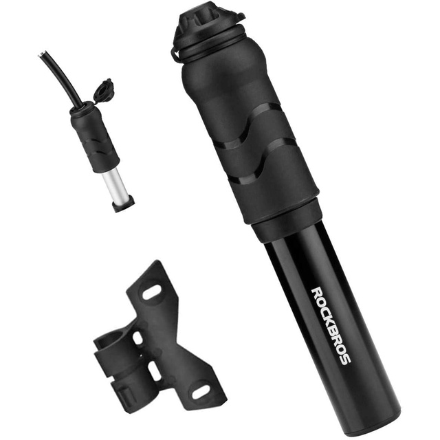 RockBros 810PCS-HP mini bicycle pump for bicycle frame 100PSI for Presta Schrader bicycle Black