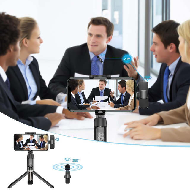 2x Wireless USB-C Type C Lavalier Microphone Android iOS for Phone Tablet Small Microphones Set of Two Microphones