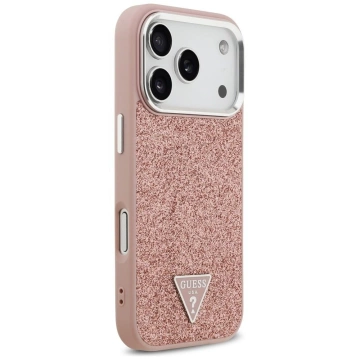 Etui Guess Glitter Triangle Logo MagSafe na iPhone 17 Pro - Różowe