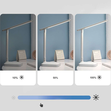 Stolní LED noční světlo Stolní lampa na čtení Dotykově nastavitelné 3 režimy Bezdrátový kabel USB Bílý