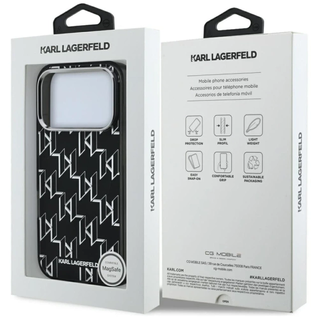Etui Ochronne do iPhone 17 Pro Karl Lagerfeld IML KL Monogram MagSafe Czarny