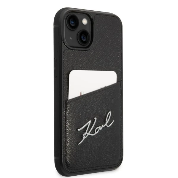 Karl Lagerfeld KLHCP14MCSSK Schutzhülle für Apple iPhone 14 Plus 6.7" Hardcase schwarz/schwarz Signature Logo Cardslot