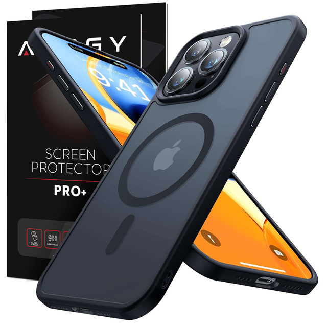 Case for iPhone 15 Pro MagSafe Matt Case Cover Matte Alogy Ring Armored Phone Case Black Glass