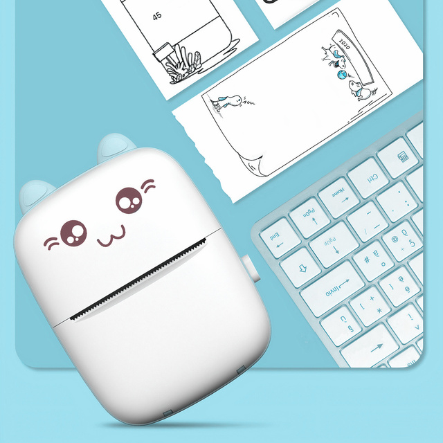 Drukuś Thermodrucker mit 6 Rollen Thermopapier für Kinder Blau