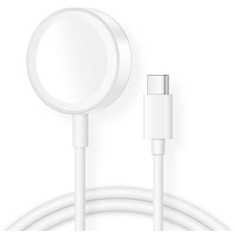 Магнітний індуктивний зарядний кабель Alogy QI для Apple Watch USB-C type C 100см 1M Білий