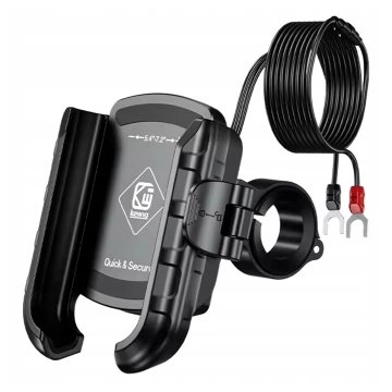 Тримач для телефону Kewig для мотоцикла з швидкою зарядкою 36 Вт USB-C PD для керма та дзеркала, обертання на 360°, сумісний з телефонами 5,4–7 дюймів - чорний