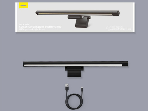 Adjustable LED lamp for the Baseus I-Wok Pro computer monitor with clip Black