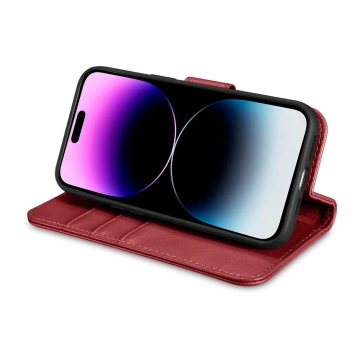 Чохол iCarer Wallet Case 2in1 для iPhone 14 Pro Max Leather Flip Cover Anti-RFID Red