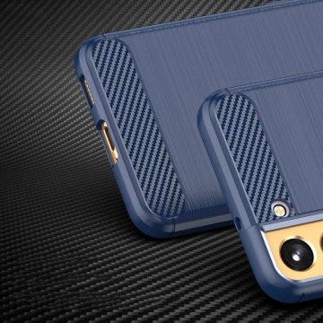 Pouzdro na telefon Carbon Case pro Samsung Galaxy S23 pružný silikonový karbonový kryt modrý