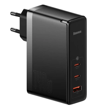 Baseus GaN5 Pro 2xUSB-C USB nástěnná nabíječka, 140W (černá)