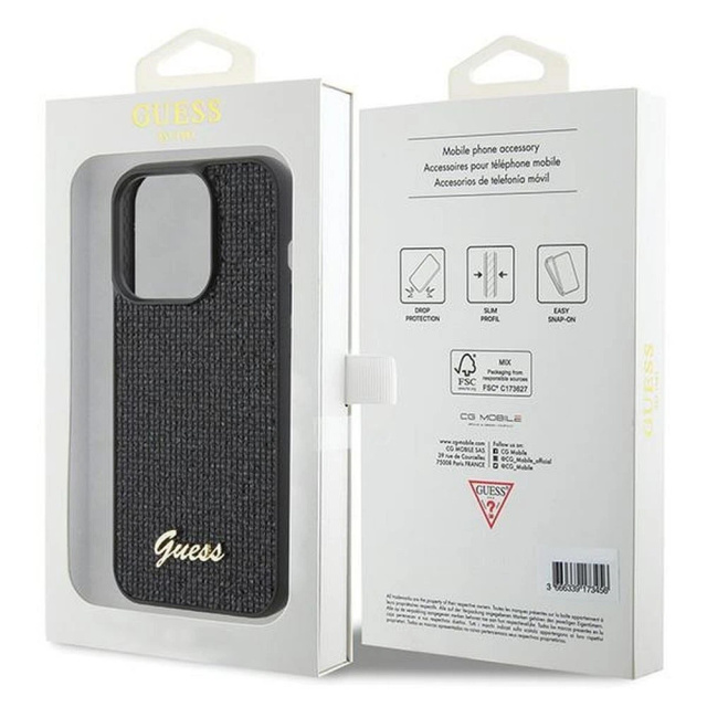 Originální pouzdro GUESS Hardcase GUHCP15LPMSDGSK pro iPhone 15 PLUS (Disco Script Metal / černá)