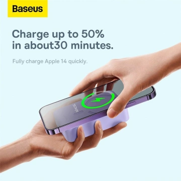 Baseus Magnetic Mini 20000 mAh 20W Powerbanka - fialový USB-C / USB-C kabel