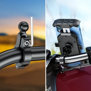 Držák na motorku KEWIG M11B pro telefon s QC 3.0 15W Qi nabíječkou černý