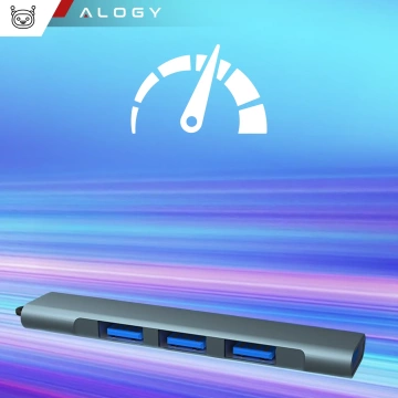 Розгалужувач HUB Alogy Adapter для комп'ютера ноутбука з USB-A на 3x USB-A 2.0 1x USB-A 3.0 сірий