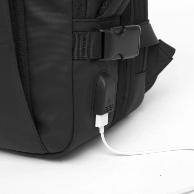 Bange wasserdichter Rucksack für 15,6-Zoll-Laptop, Stadtreisender, 45 x 30 x 16 cm, für Arbeit, Flugzeug, Herren, Damen, mit USB-Anschluss Schwarz