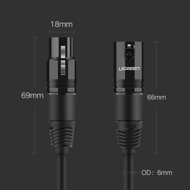 UGREEN extension cable audio cable microphone cable XLR (female) - XLR (male) 2 m (AV130)