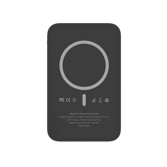 Externá batéria (POWER BANK) VEGER MagOn Kick s indukčným nabíjaním podporuje nabíjanie s MagSafe 15W - 5 000mAh PD 20W čierna (V0553P / W0553P)