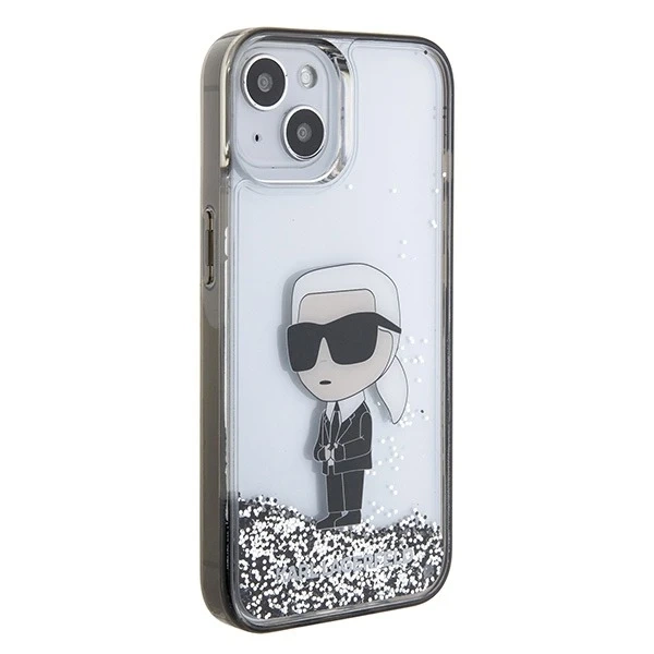 Etui Karl Lagerfeld KLHCP15SLKKNSK na iPhone 15 6,1" priehľadné pevné puzdro Liquid Glitter Ikonik
