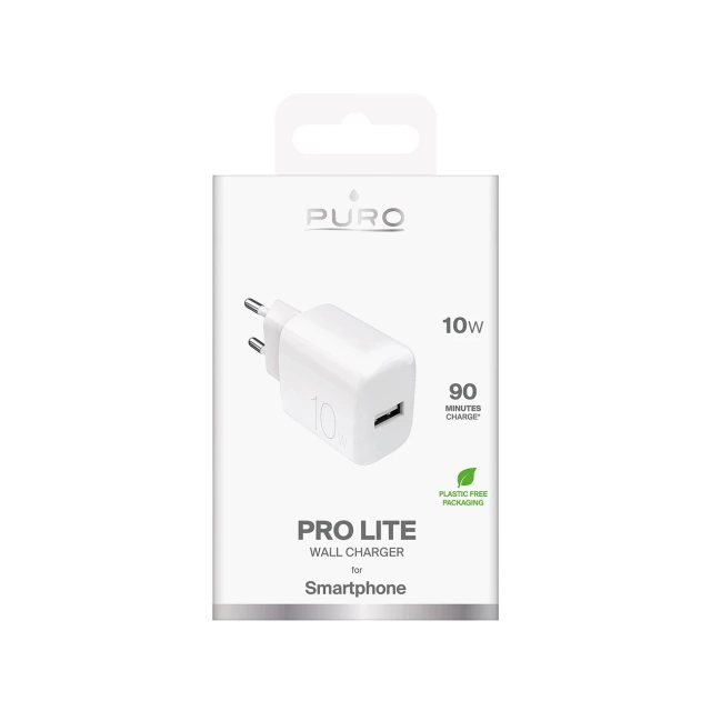 Ładowarka sieciowa Puro PROLITE 10W USB-A – biała