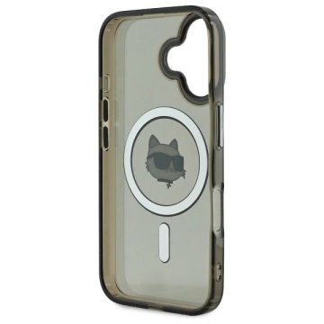 Puzdro Karl Lagerfeld pre iPhone 16 Plus 6,7" čierne pevné puzdro MagSafe IML s kovovou hlavou Choupette