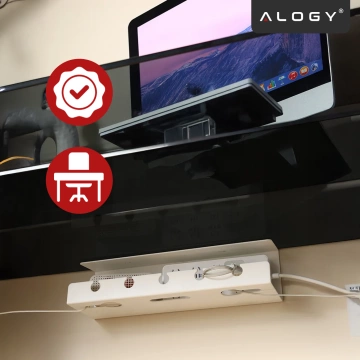 2-in-1 Kabelorganizer zur Untertisch- und Wandmontage, 40 cm, mit Klebestreifen für einen aufgeräumten Schreibtisch, Alogy CableHold™ – Weiß