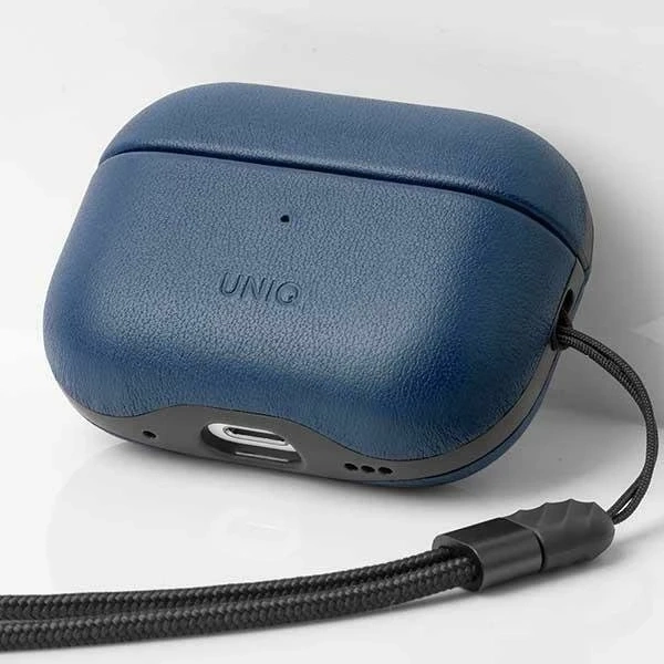 UNIQ Terra Kopfhörer-Schutzhülle für AirPods Pro 2nd Gen. Echtes Leder blau/spaceblau