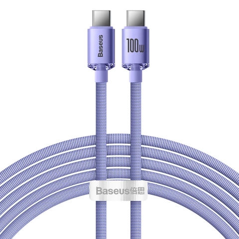Baseus Crystal Shine Series kabel przewód USB do szybkiego ładowania i transferu danych USB Typ C - USB Typ C 100W 2m fioletowy (CAJY000705)