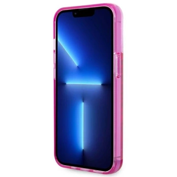 Karl Lagerfeld KLHCP14XLCKVF case for iPhone 14 Pro Max 6.7" hard case Liquid Glitter Elong pink/pink