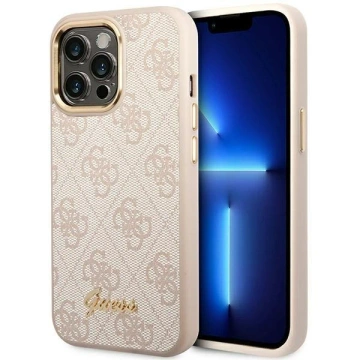 Etui Guess GUHCP14LHG4SHP pre Apple iPhone 14 Pro 6,1" ružové/ružové pevné puzdro 4G Vintage Gold Logo
