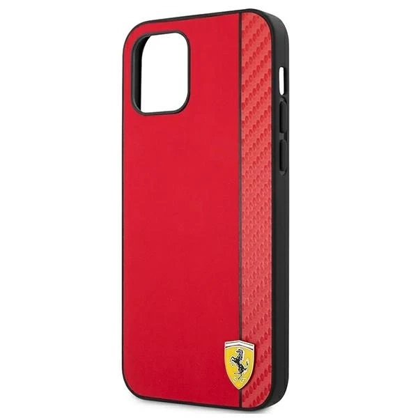 Ferrari iPhone 12 Pro Max 6.7" Hülle Rot/Rot Hardcase On Track Carbon Stripe