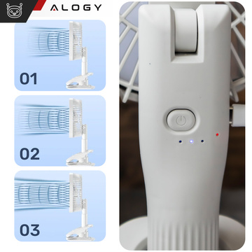 Fan Desk Fan Standing Small Circulator with Clip Cordless Handheld 500mAh USB-C Alogy White