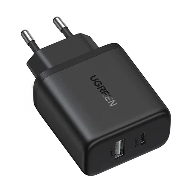 Ładowarka Ugreen X227 GaN 20W USB-C + USB-A Czarna PD QC Szybka Kompaktowa
