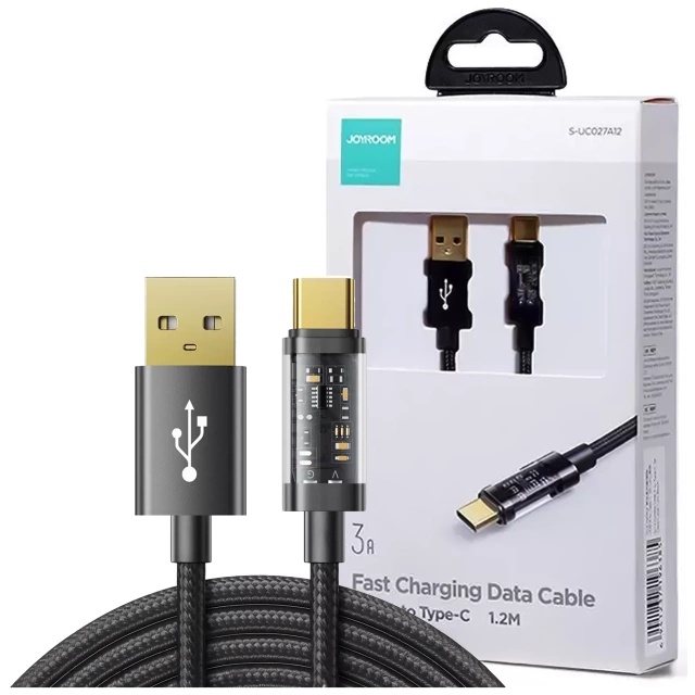 Joyroom USB kábel - USB typu C na nabíjanie / prenos dát 3A 1,2m čierny (S-UC027A12)