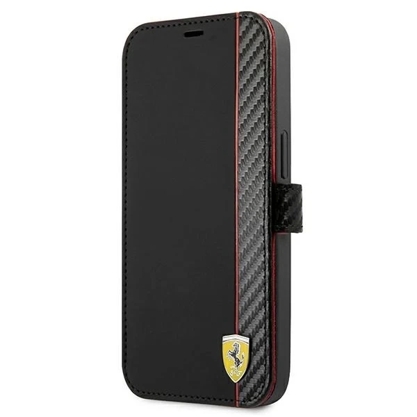 Puzdro na telefón Ferrari iPhone 13 mini 5,4" black/black book On Track Carbon Stripe