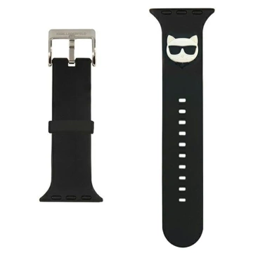 Smartwatch strap Karl Lagerfeld KLAWLSLCK for Apple Watch 42/44/45mm black/black strap Silicone Choupette Heads