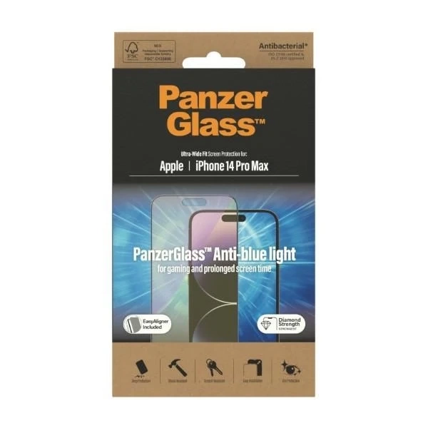 Szkło PanzerGlass Ultra-Wide Fit für iPhone 14 Pro Max 6,7" Displayschutz Antibakteriell Easy Aligner inklusive Anti-Blaulicht 2794