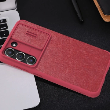 Nillkin Qin Leather Pro Case Samsung Galaxy S23 Flip Cover kryt fotoaparátu hnedý