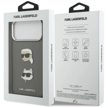 Etui Ochronne do iPhone 17 Pro Max Karl Lagerfeld FW Grained K&C Pins MagSafe Szary