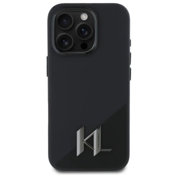Etui Karl Lagerfeld для iPhone 16 Pro 6.3" Czarny Hardcase Silicone Shadow Metal Initial MagSafe