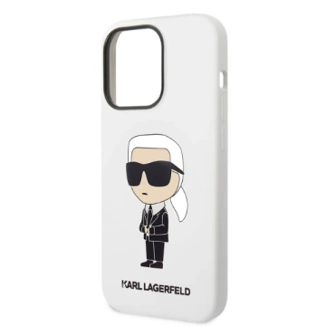 Protective phone case Karl Lagerfeld KLHCP14LSNIKBCH for Apple iPhone 14 Pro 6.1" hardcase white/white Silicone Ikonik